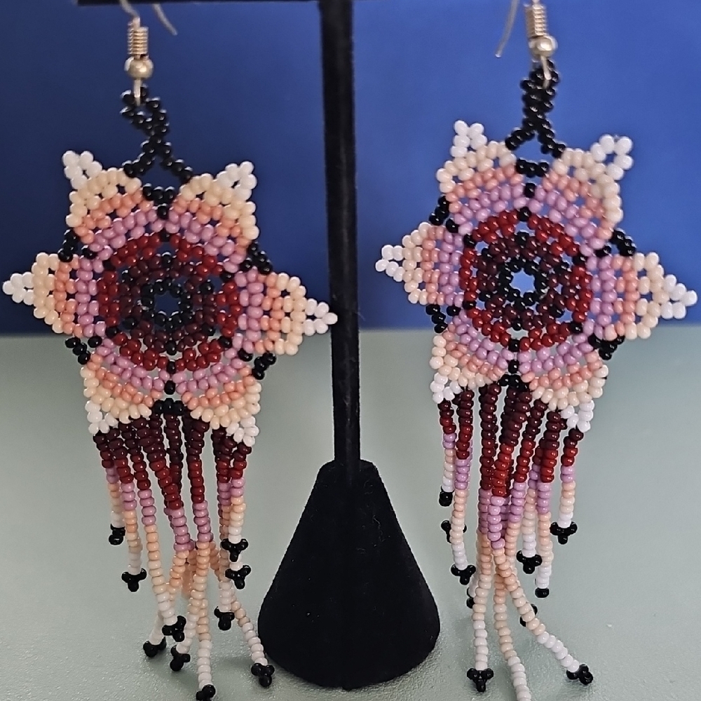 Handcrafted Beaded Flower Earrings